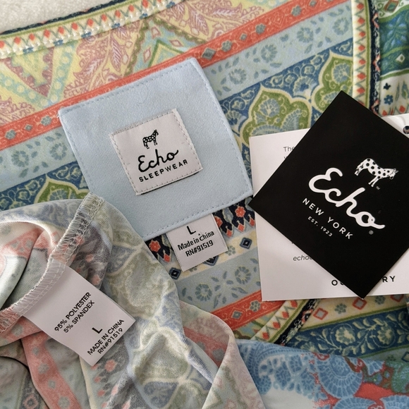 Echo Lounge Sleep Night Dress Chemise Sleeveless Scoop Neck Multicolor L NWT - Picture 15 of 16